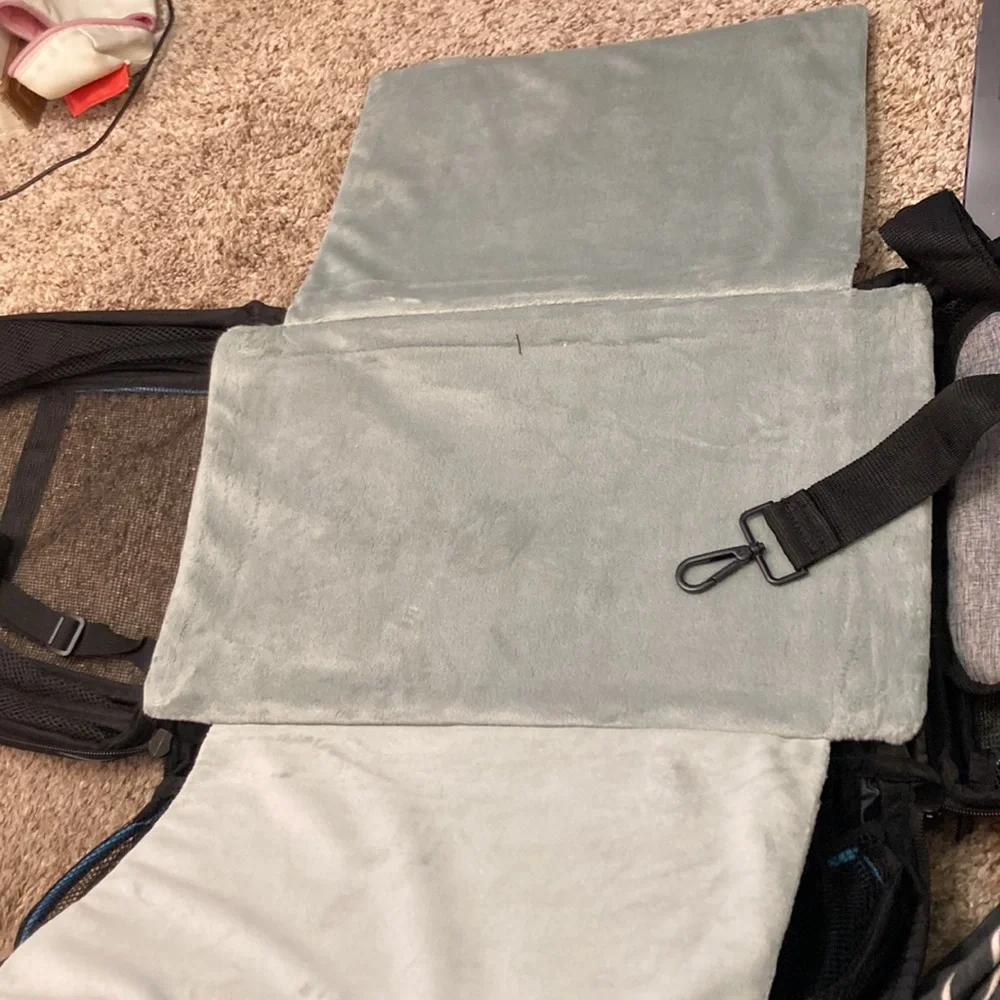 Cat Small Dog Fold Out Carrier Blue Grey Black Travel